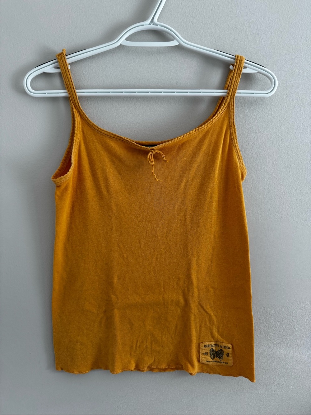 Vintage Abercrombie & Fitch Mustard Cotton Tank Top Butterfly Patch Y2k late 90s